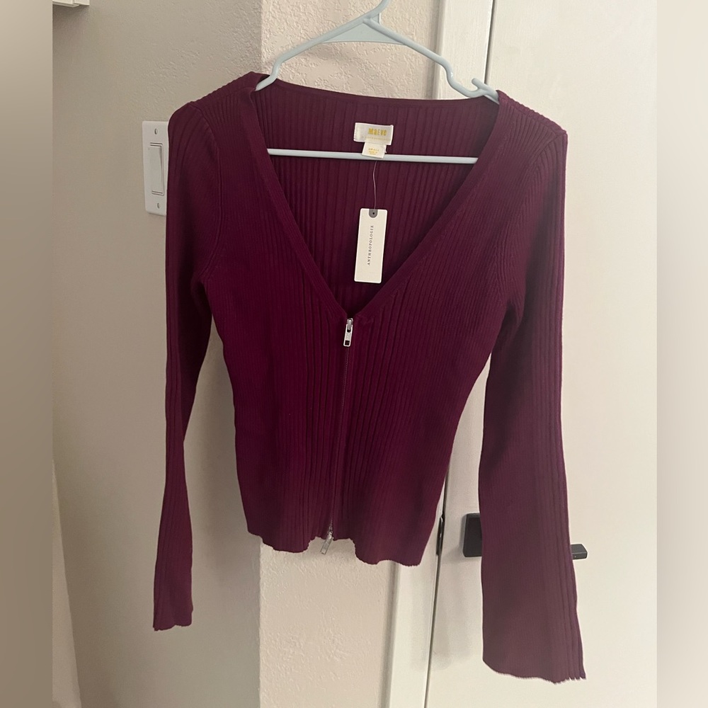 Anthropologie - Maeve Zip-Front Cardigan Sweater in Purple